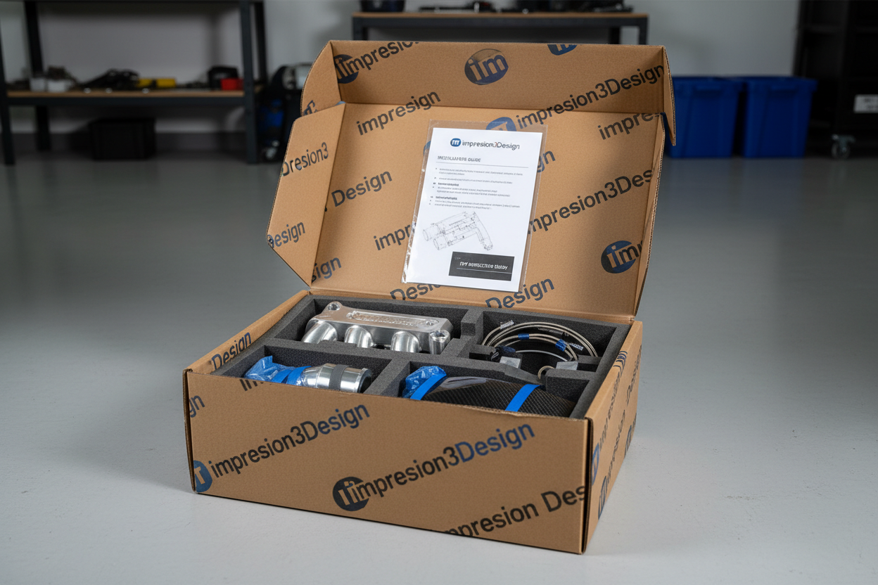 Envío listo para instalar



Empaquetamos cada componente de forma segura y lo enviamos listo para su instalación y válido para ITV .
Incluimos instrucciones o asesoramiento personalizado si lo necesitas. en la caja de envio que ponga nuestro el nombre de nuestra empersa. impresion3Design